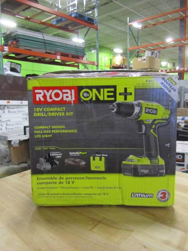 lot 81 image: Ryobi ONE 18-Volt Lithium-Ion Compact DrillDriver Kit