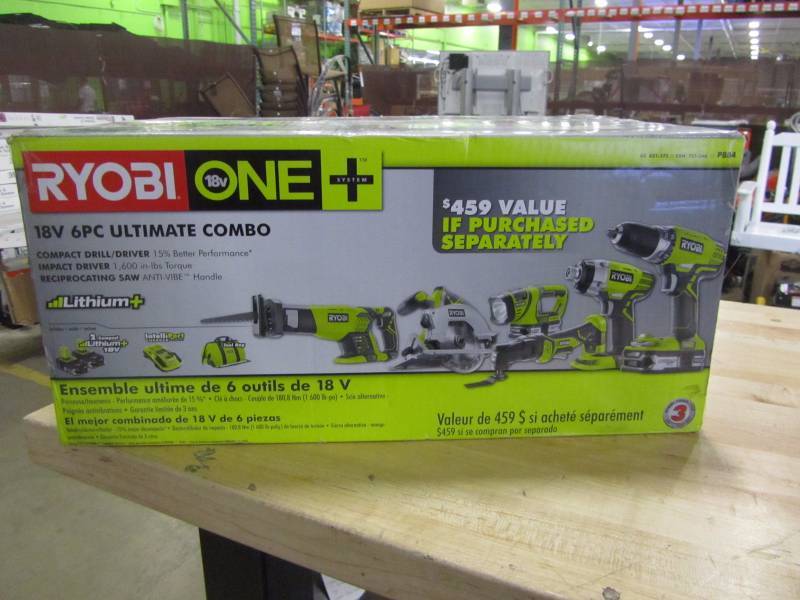 lot 82 image: Ryobi ONE 18-Volt Lithium-Ion Ultimate Combo Kit (6-Tool)