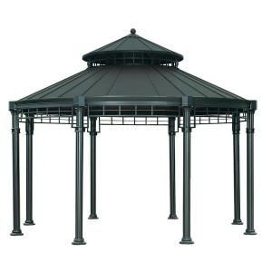 lot 13 image: Sunjoy Victoria 14.3 ft. x 11.4 ft. Steel Round Hardtop Gazebo