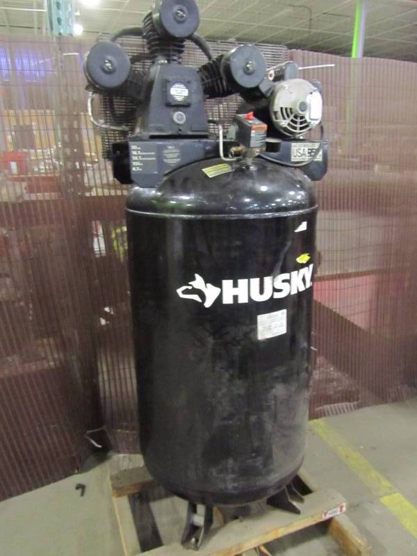 lot 12 image: Husky 80 gal. 3 Cylinder Single Stage Electric Air Compressor