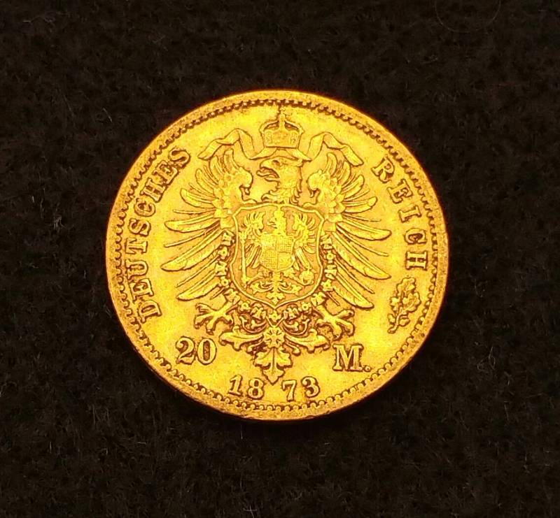 1873 C Prussian 20 Mark Gold Coin