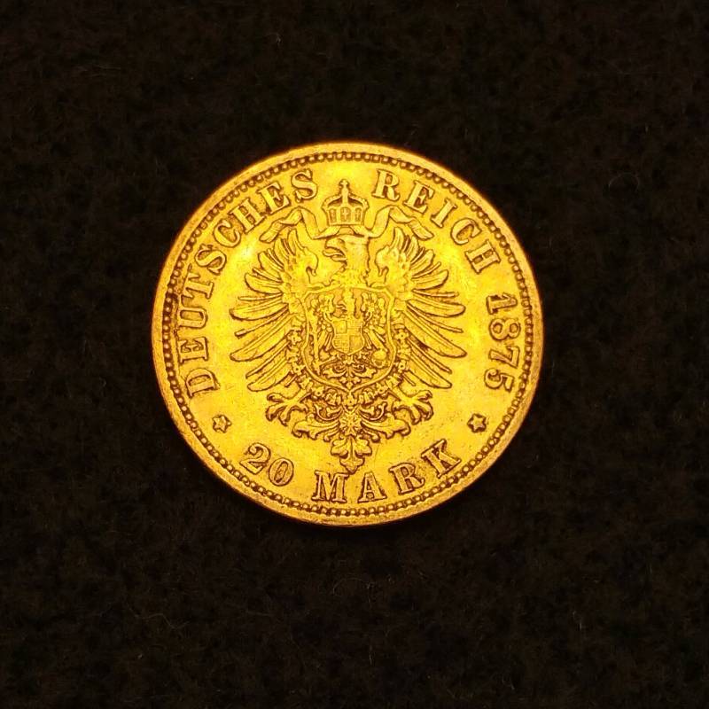 1875 A Prussian 20 Mark Gold Coin