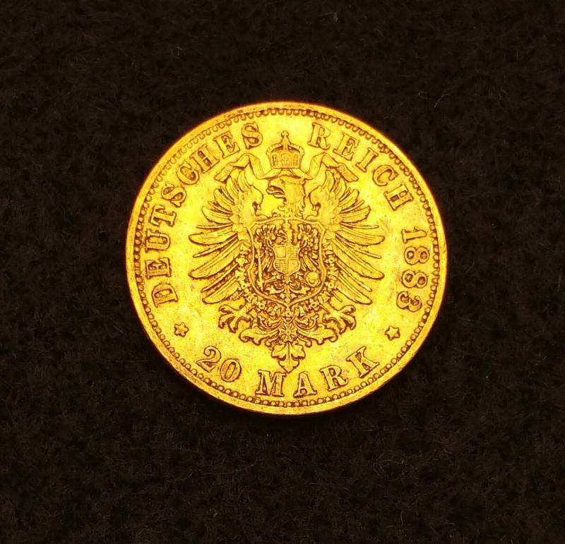 1883 A Prussian 20 Mark Gold Coin