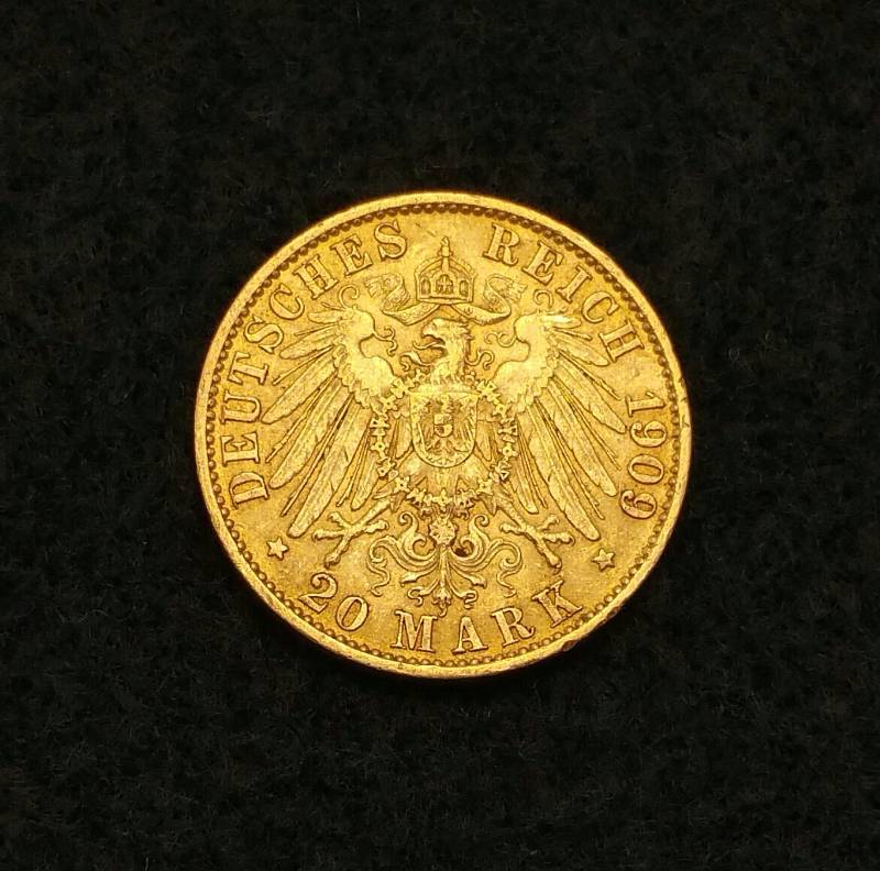 1909 A Prussian 20 Mark Gold Coin