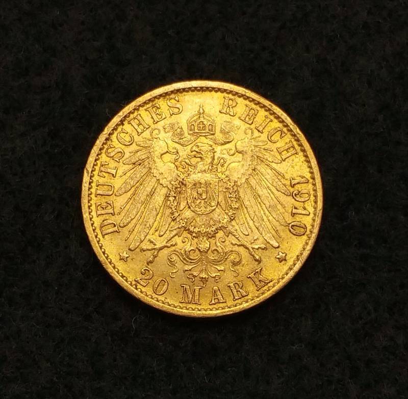 1910 A Prussian 20 Mark Gold Coin