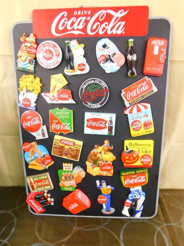 lot 410 image: COCA-COLA MAGNET BOARD AND MAGNETS