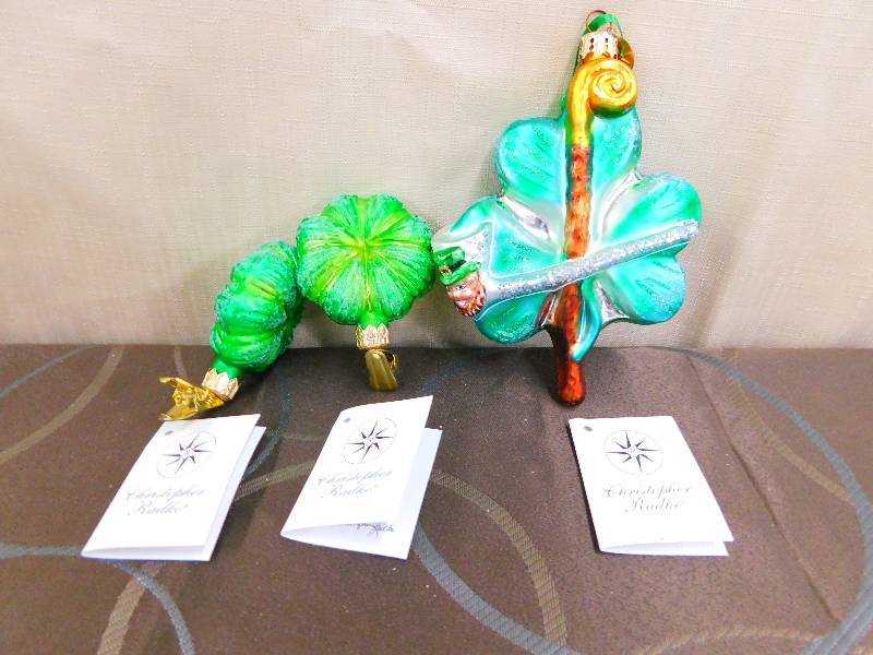 lot 421 image: CHRISTOPHER RADKO ST PATRICKS DAY ORNAMENTS