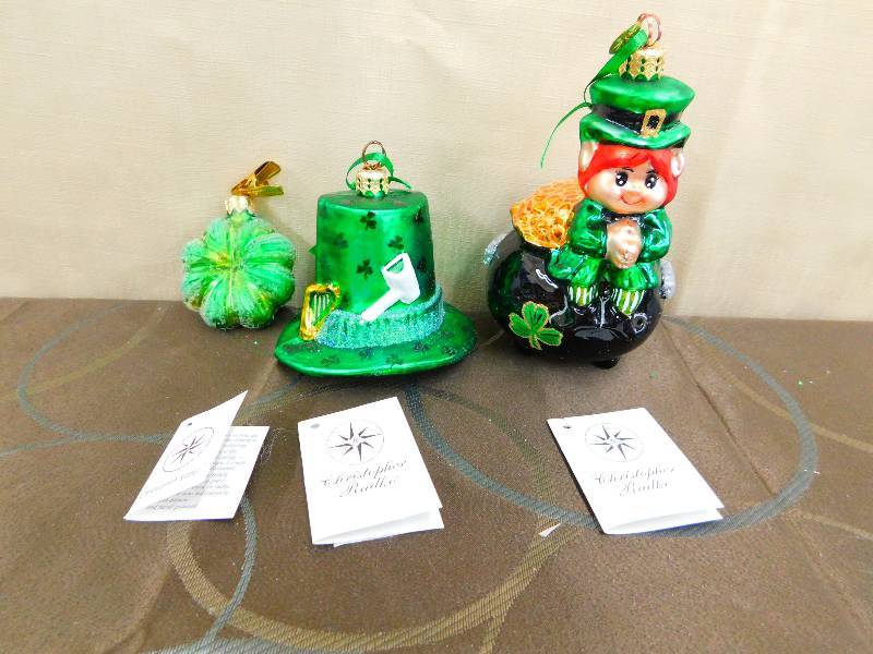 lot 423 image: CHRISTOPHER RADKO ST PATRICKS DAY ORNAMENTS