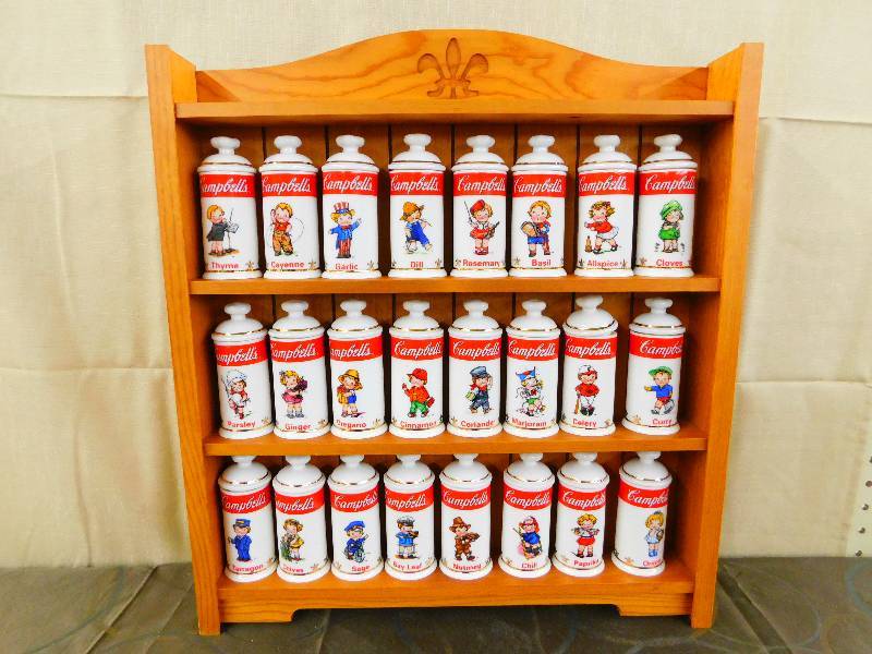 lot 467 image: CAMPBELLS SOUP SPICE CONTAINER SET AND SHELF