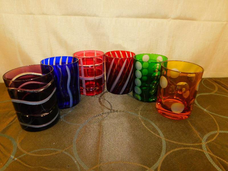 lot 481 image: NIEMAS MARCUS COLORED GLASS TUMBLERS