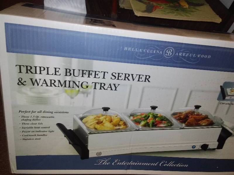 lot 47 image: Bella Cucina Triple Server and Warmer, slightly used, powers on and heats up.