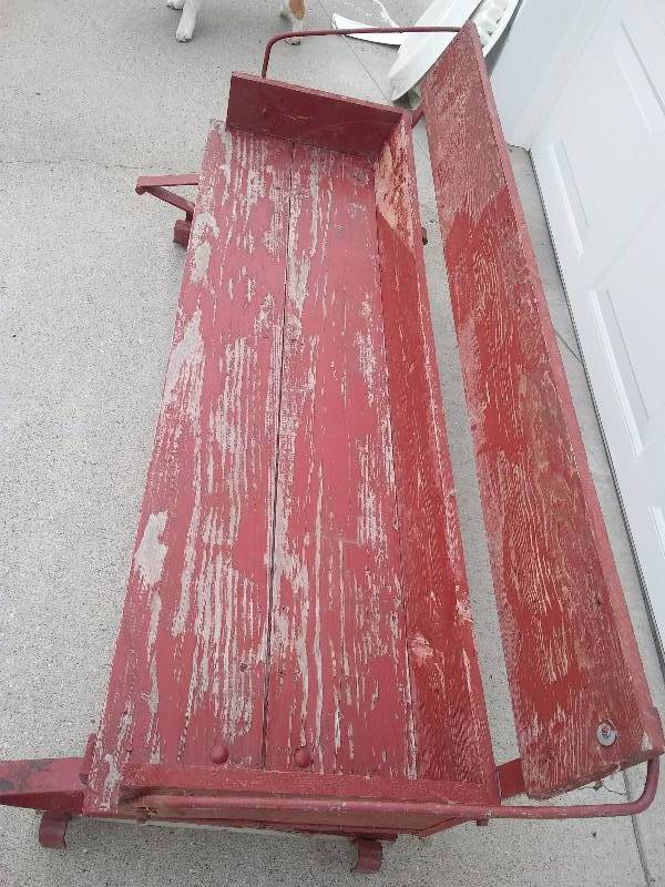 lot 107 image: Antique Buckboard bench original condition.