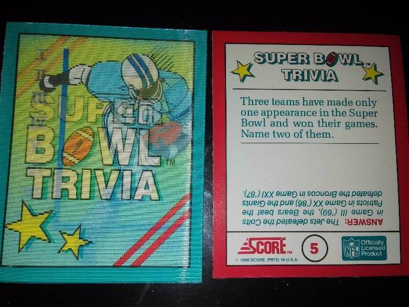 Super Bowl Trivia Cards (12), Resold Celebrates 1 year Old!!!!!