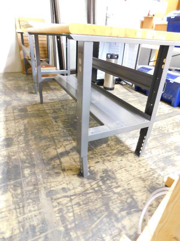 lot 30 image: BUTCHER BLOCK TOP WORK TABLE