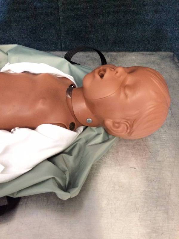 lot 28 image: Retails New $400 Simulaids Baby CPR Manikin Kevin 6 to 9 Month Old with Bag For CPR Training Demonstration Resuscitation On Infants - Excellent Condition