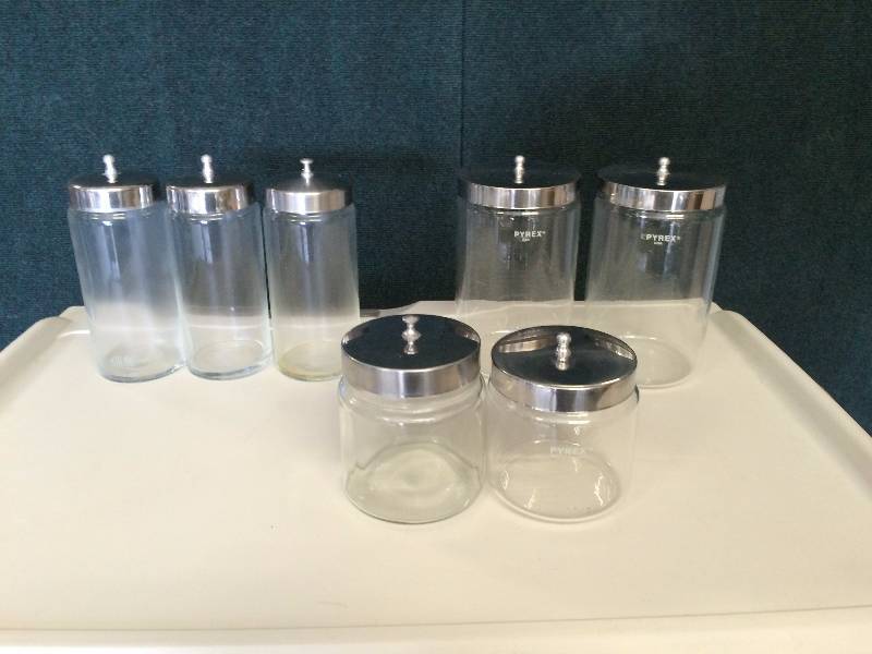 Pyrex Medical Glass Sundry Jars 1074 PREMIER PHYSICAL REHABILITATION