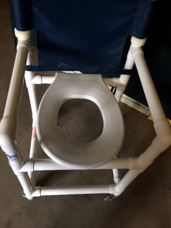 lot 54 image: Innovative Products Unlimited Mobile Deluxe Shower Commode Chair With Locking Wheel Brakes - Super Condition