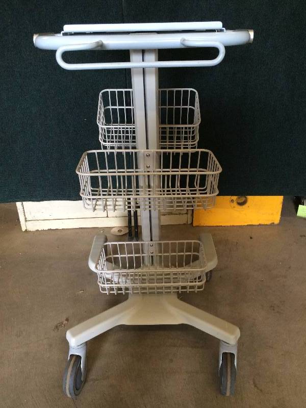 lot 57 image: WOW One Of These Recently Sold For $595 Heavy Duty Philips Respironics V60 Ventilator Rolling Medical Cart - Can Be For Electronic Equipment Including a Laptop - Excellent Condition