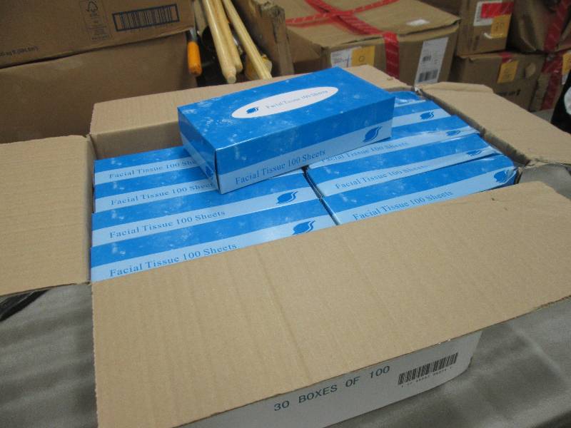 lot 164 image: Case of 30 Boxes of 100 Facial Tiss...