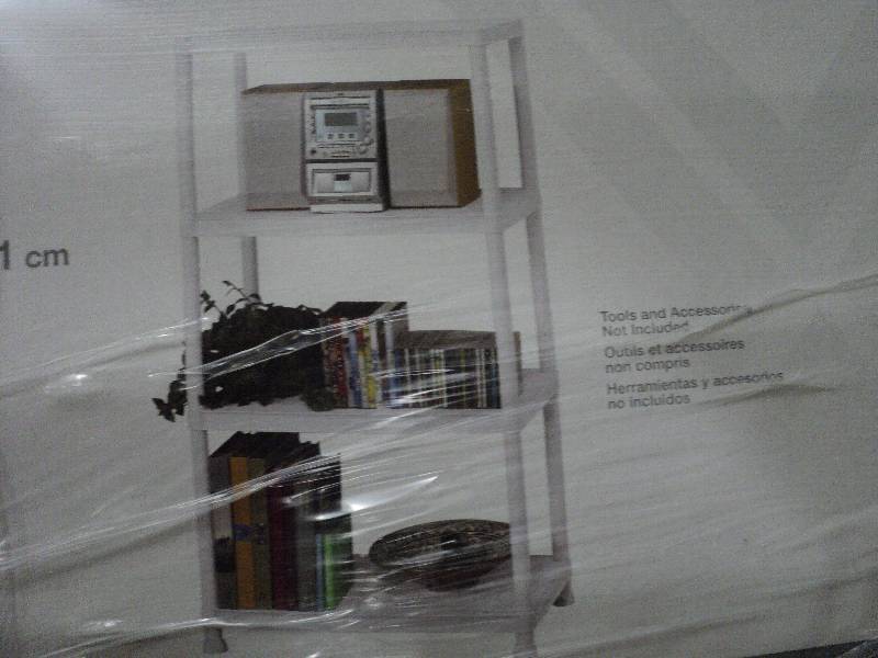 plastic storage unit with four shel...