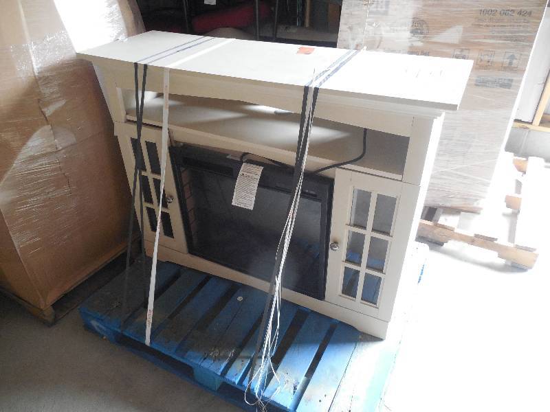 lot 30 image: Home Decorators Collection Avondale Grove 48 in. Media Console Infrared Electric Fireplace in Aged White