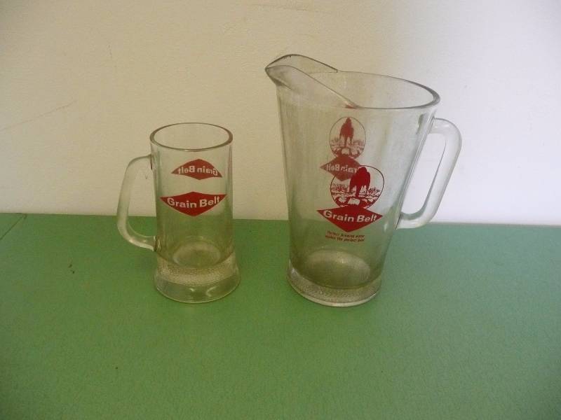 lot 27 image: Vintage Grain Belt Beer Pitcher & Mug - See Pictures
