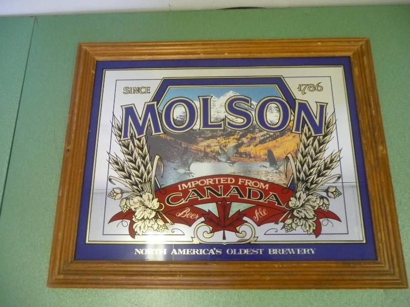 lot 43 image: Vintage Molson Beer Mirror - Approx 20wide 17high - See Pictures