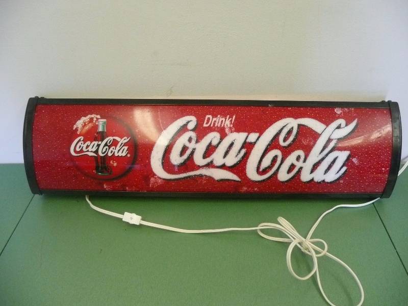 lot 48 image: Coke Lighted Sign - Works - In Good Condition - Approx 36wide 16high - See Pictures