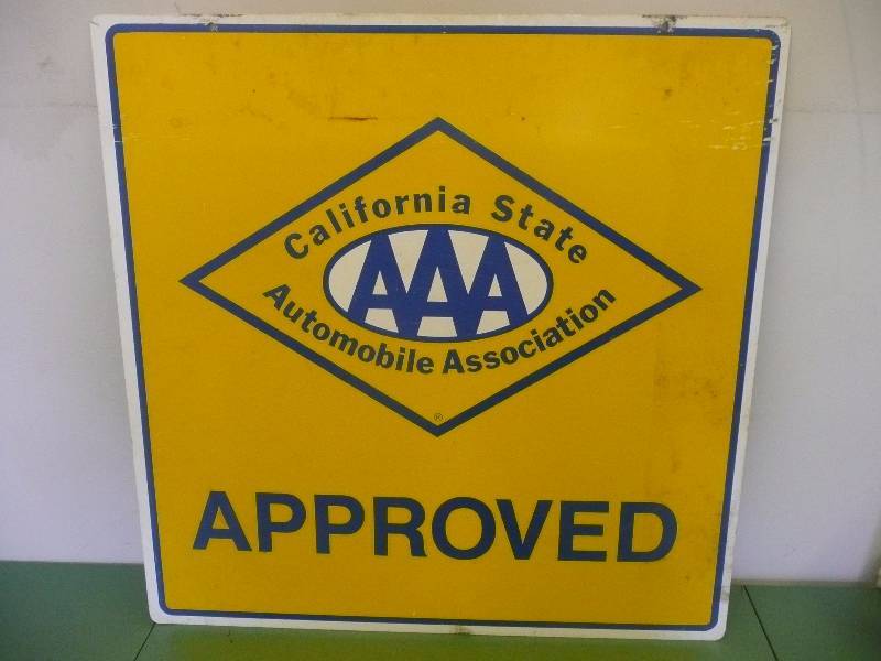 lot 51 image: Vintage California State Automobile Association AAA Sign - Nice, Rare - Approx 28 by 28