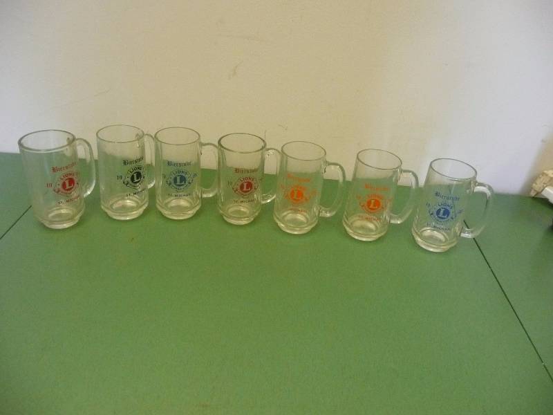 lot 52 image: Collection Of 7 Vintage Lions Club Beer Glasses - See Pictures