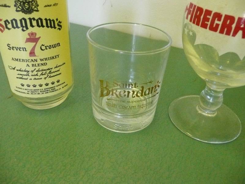 lot 56 image: Collection Of Various Vintage BeerBar Glasses - Some Very Cool  Seagrams, Camel, Saint Brendans, Firecracker - See Pictures