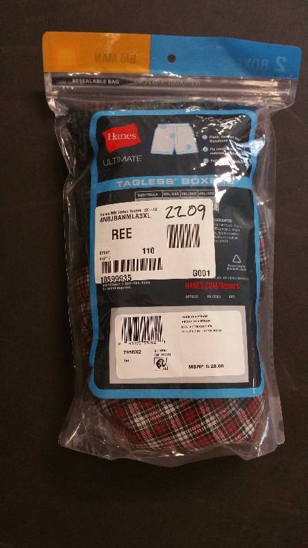 Hanes MN Tartan Boxers 2X-4X Multi 3XL