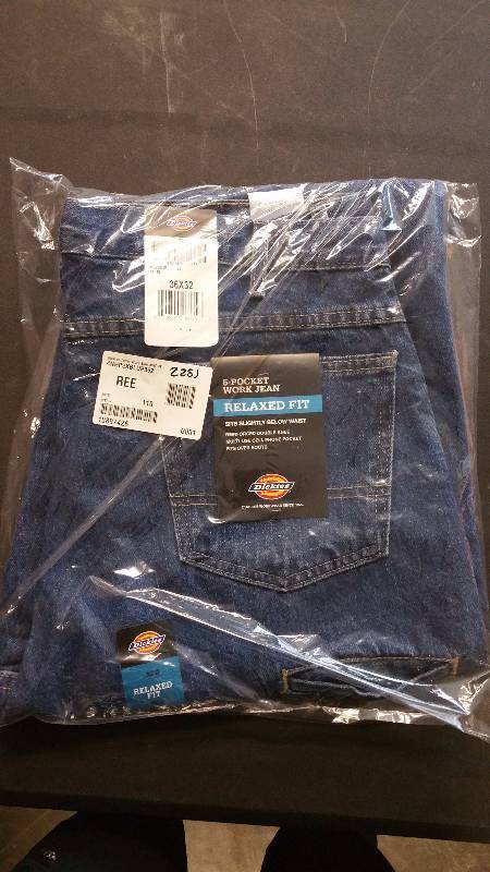 Dickies Mens Relaxed Straight Fit DoubleKnee Denim 6Pocket Work Jeans Blue 36W 32L