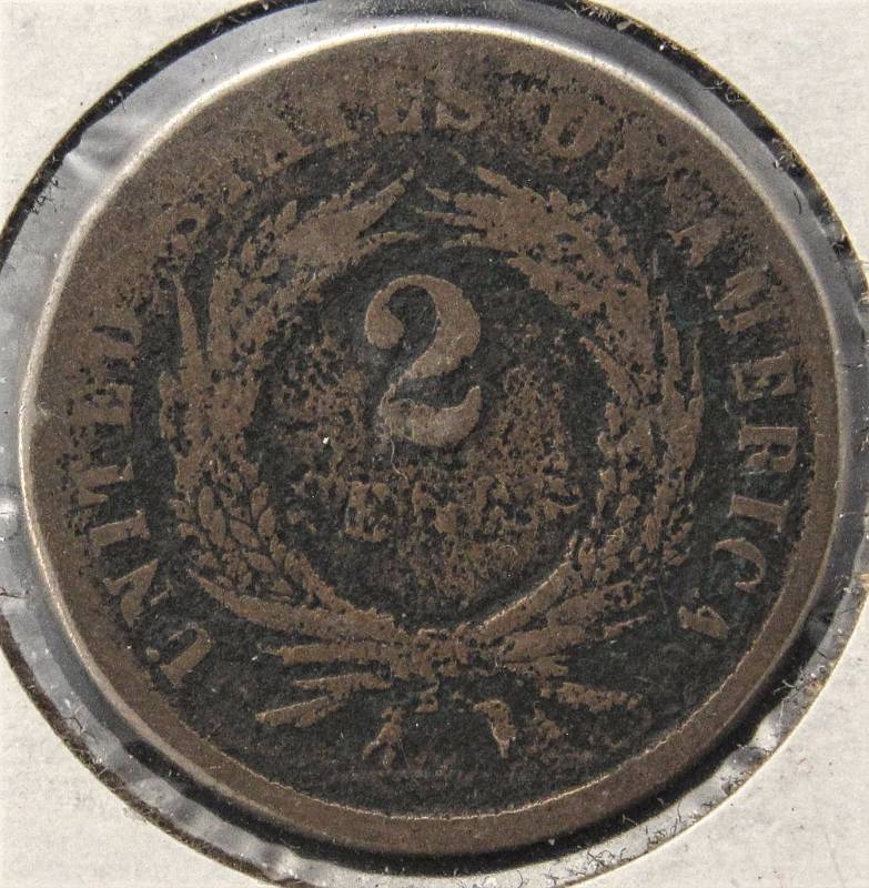 lot 09 image: 1865 US TWO CENT PIECE IN LOW GRADE