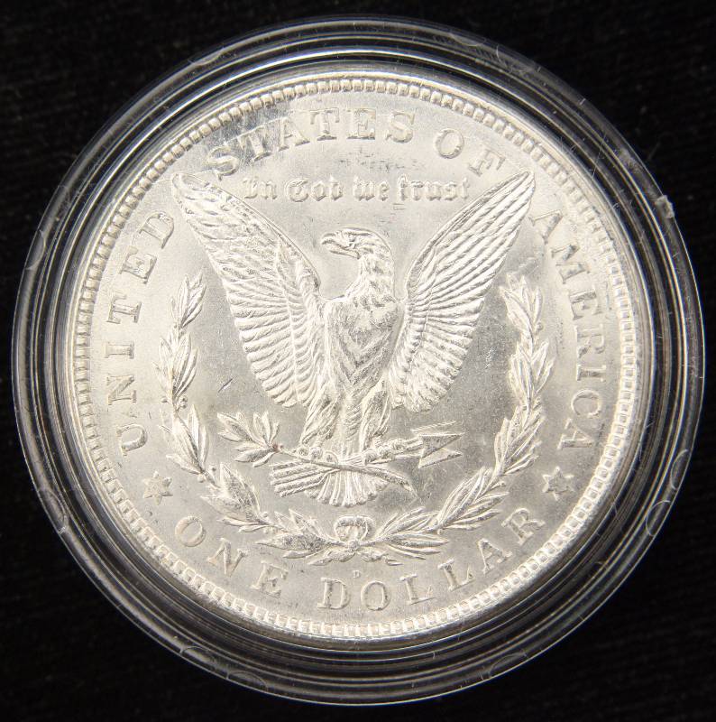 lot 18 image: 1921-D MORGAN SILVER DOLLAR UNC IN AIRTITE HOLDER