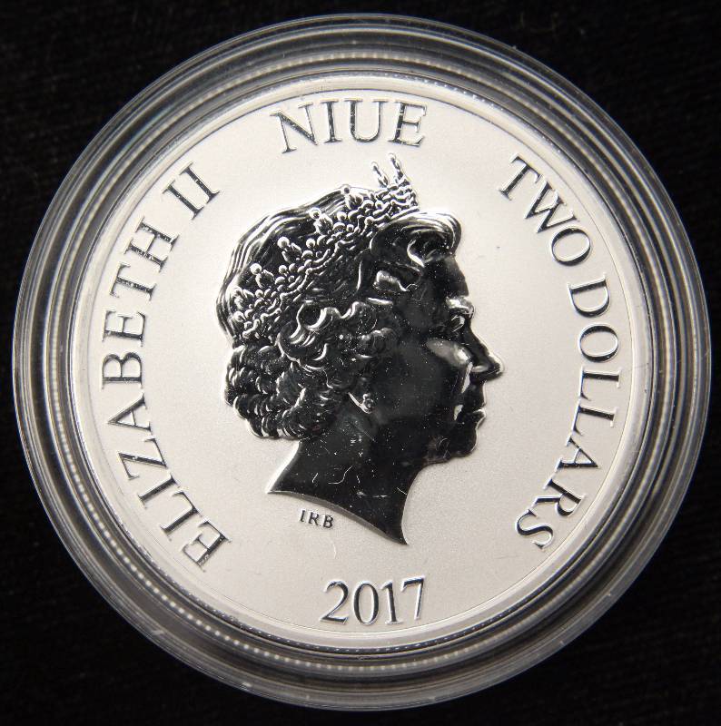 lot 19 image: 2017 NIUE $2 STEAMBOAT WILLIE 1 TROY OZ. .999 FINE SILVER IN AIRTITE HOLDER