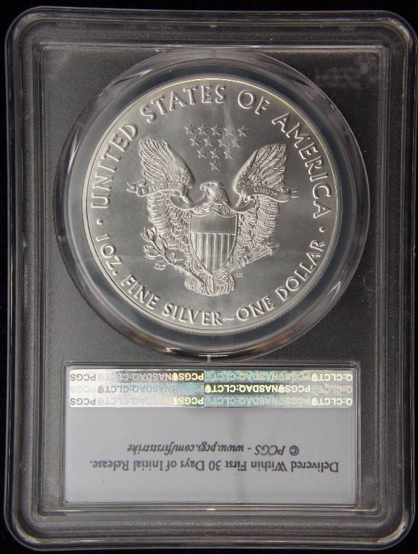 lot 30 image: 2016 AMERICAN SILVER EAGLE 1 TROY OZ. .999 FINE SILVER DOLLAR MS70 PCGS FIRST STRIKE