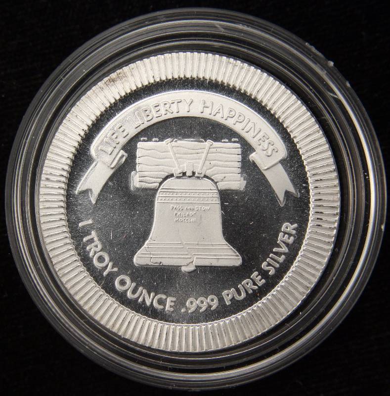 lot 31 image: 1 TROY OZ. .999 FINE SILVER STACKABLE LIBERTY SILVER IN AIRTITE HOLDER