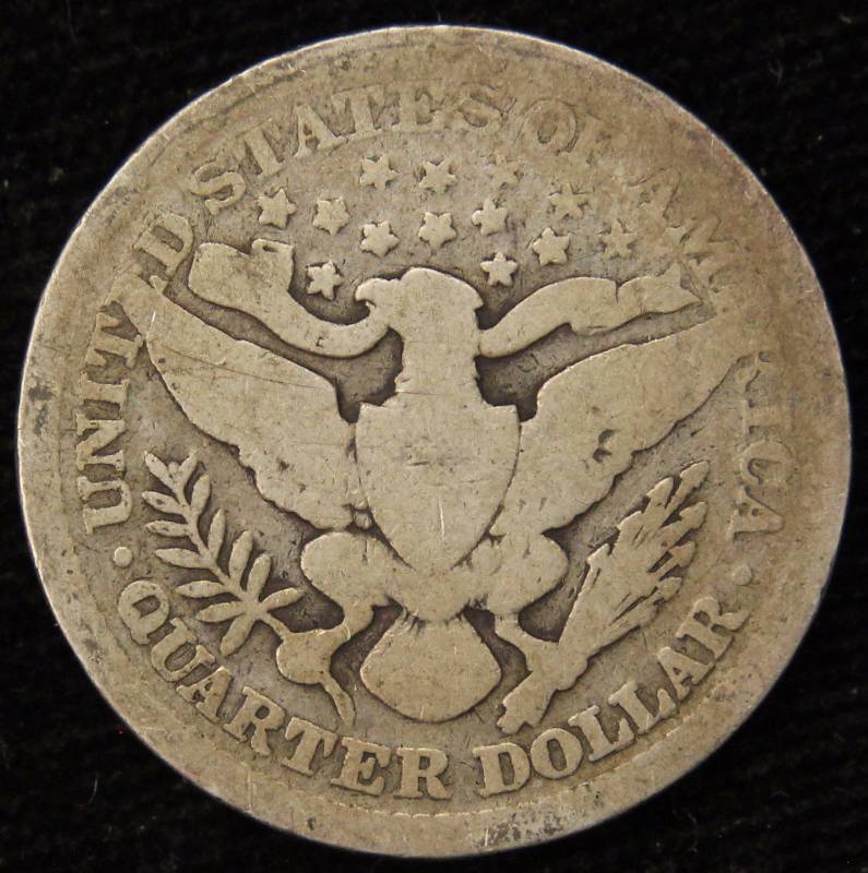 lot 42 image: 1899 BARBER SILVER QUARTER GOOD