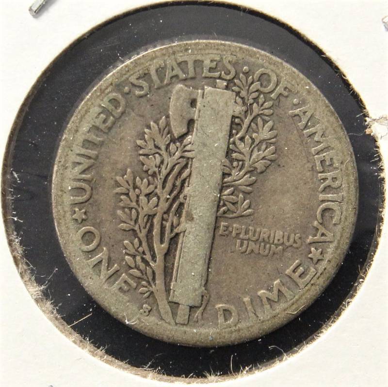 lot 55 image: 1923-S MERCURY SILVER DIME GOOD