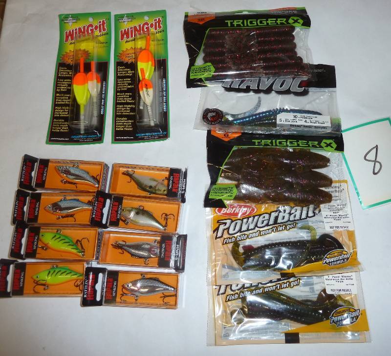 lot 8 image: 8 rapalas plastic baits and bobbers...