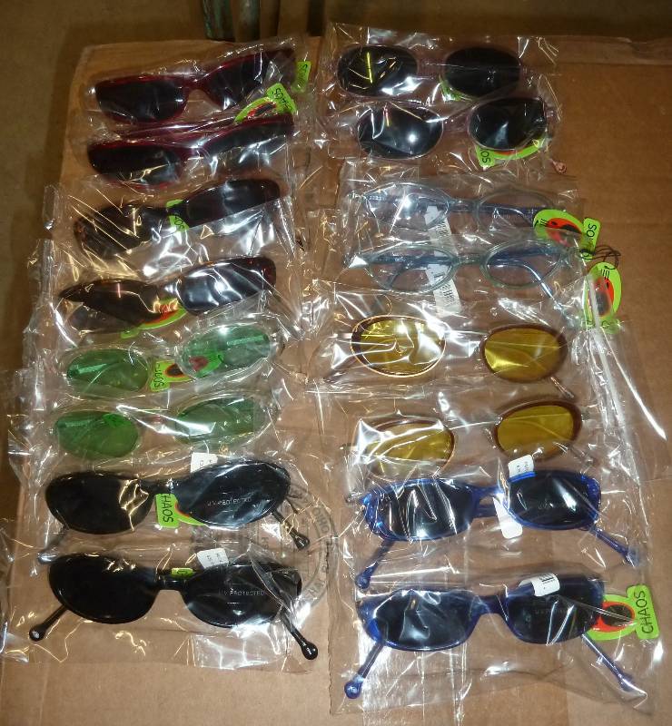 lot 38 image: 16 pair sunglasses  Blue, green, bl...