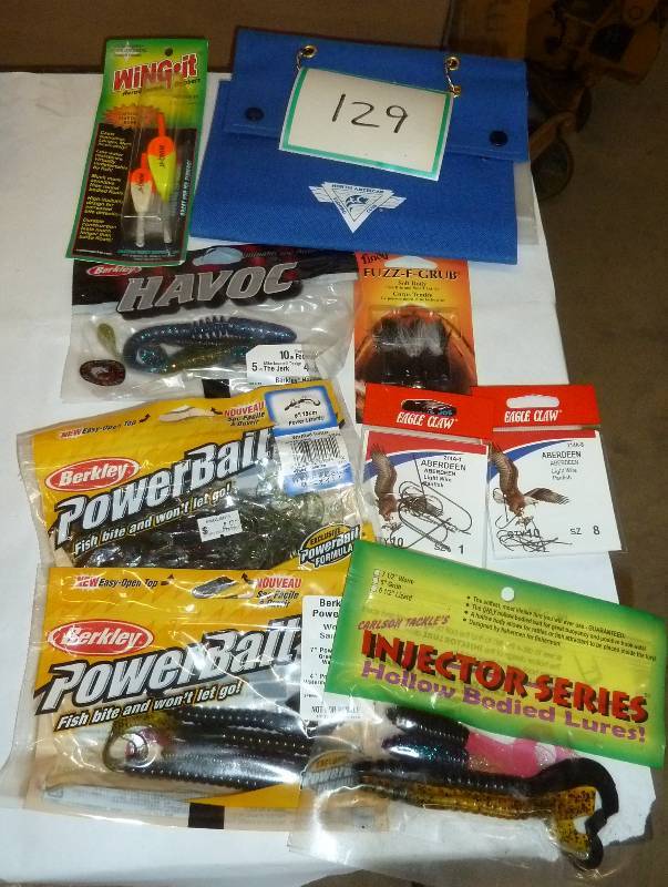 lot 129 image: Plastic baits, hooks, grubs bobbers...
