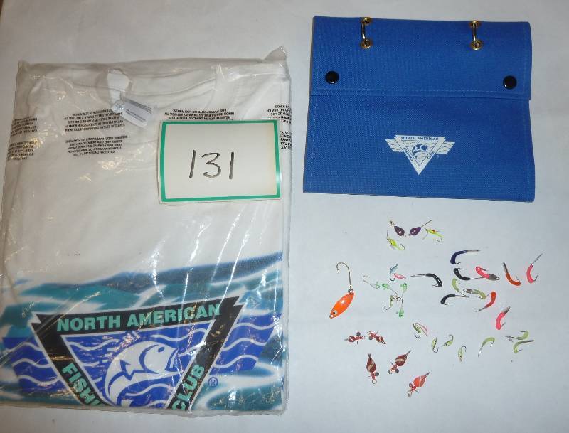 lot 131 image: Ice fishing jigs, grubs, tackle bag...