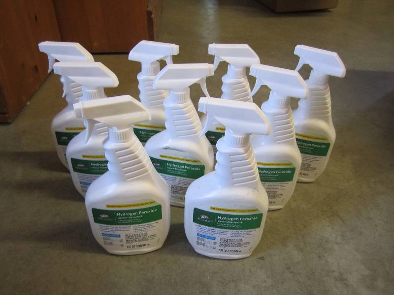 lot 75 image: Lot of 9 Clorox Hydrogen Peroxide C...