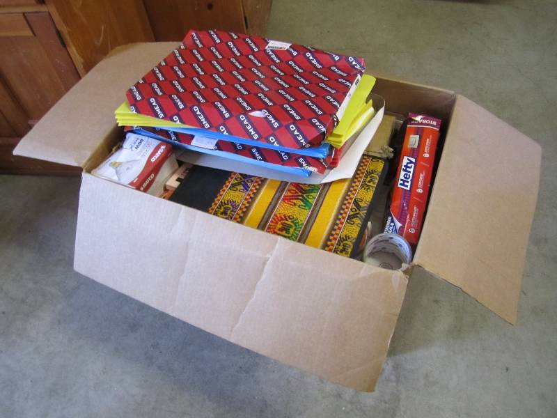 lot 119 image: Large box of misc office supplies a...