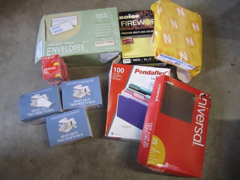 lot 126 image: Lot of office items. Envelopes colo...