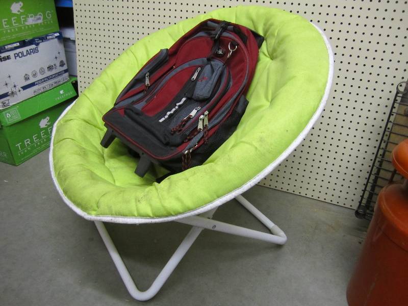 lot 145 image: Folding round chair and a nice trav...