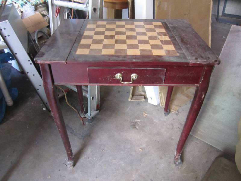 lot 150 image: Vintage Game Table with drawer. Leg...