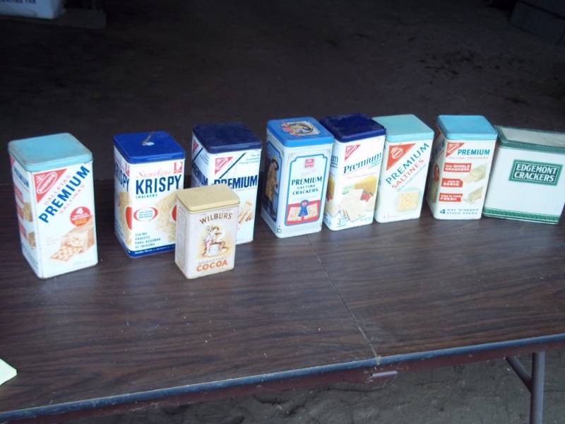 lot 58 image: Lot of Collectible tins including Krispy and Premium Crackers, etc